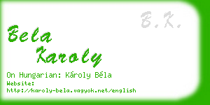 bela karoly business card